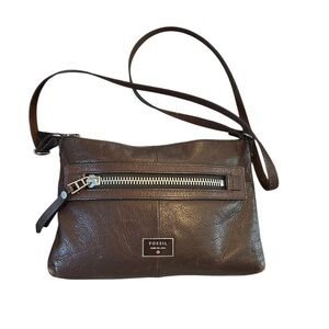 Fossil Dark Brown Leather Crossbody Bag